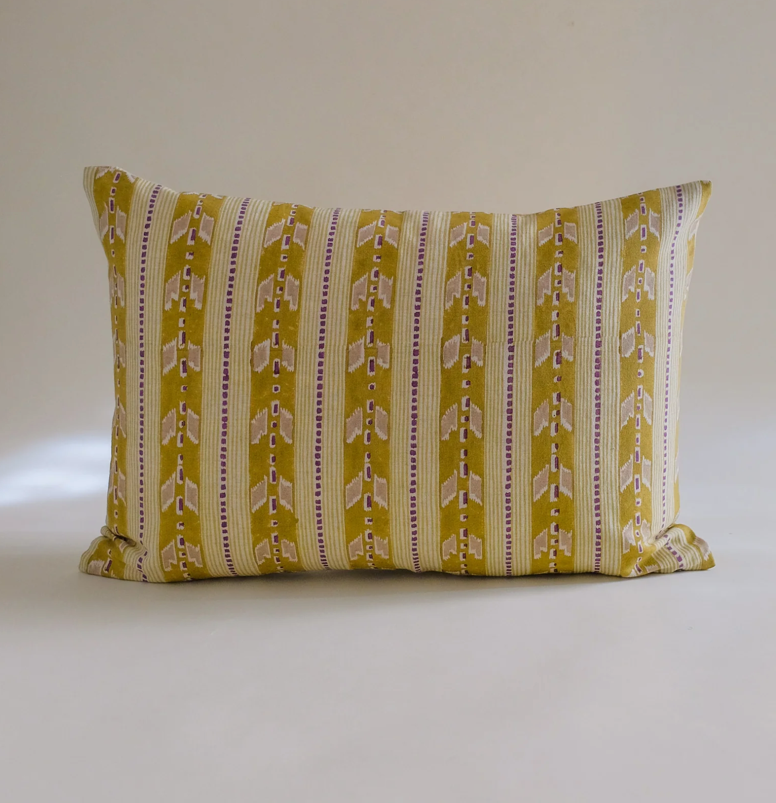Gray Kaveri - Hand Block-printed Linen Pillowcase in Olive Soil to Studio