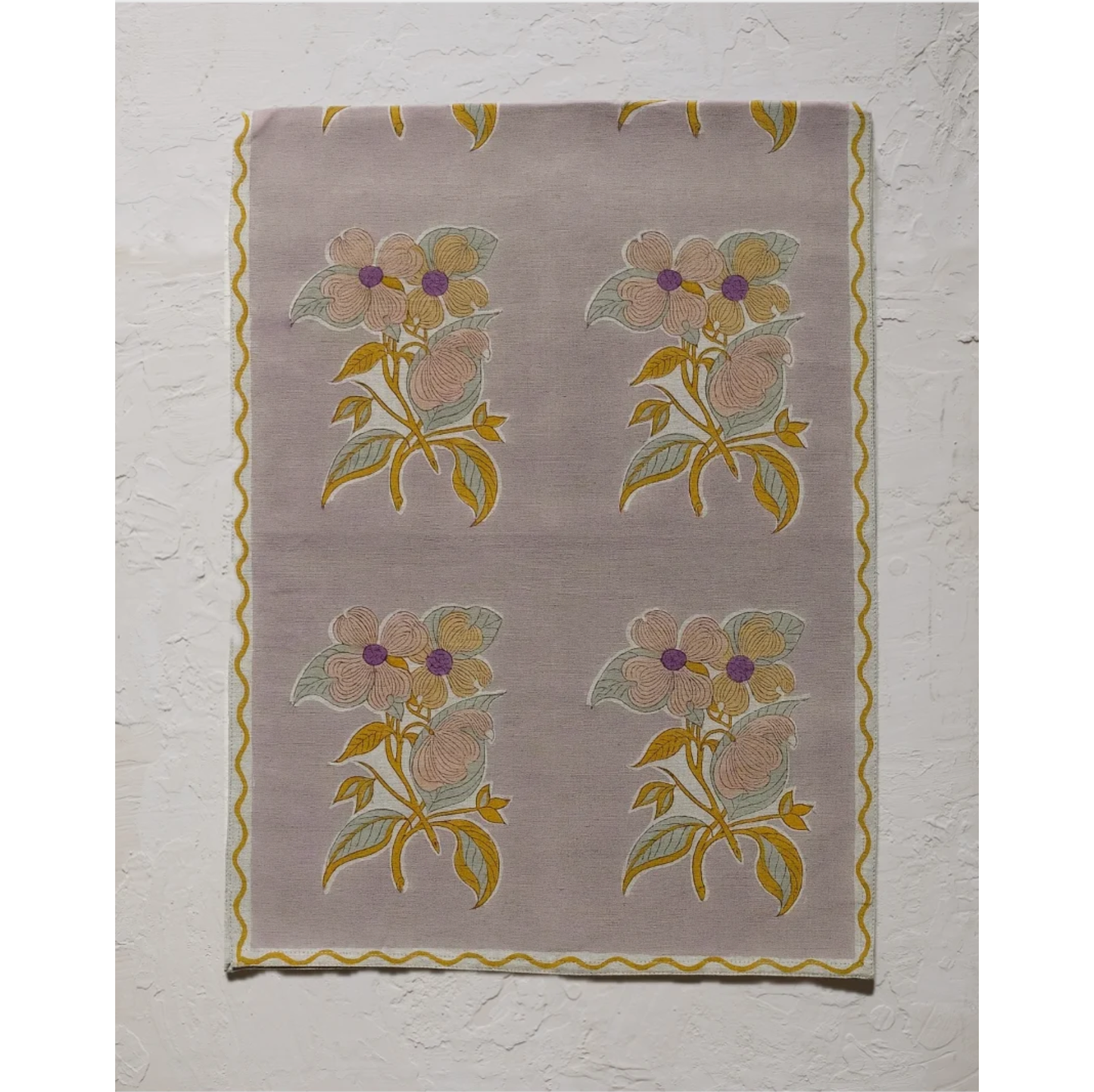 Slate Gray Soma – Block-printed Table Runner in English Lavender Soil to Studio