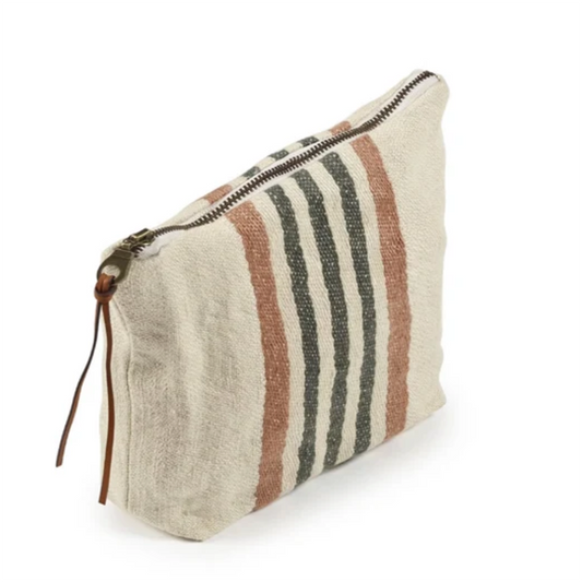 White Smoke Belgian Linen Pouch - Laguna Verde 9"x6" 100 Main
