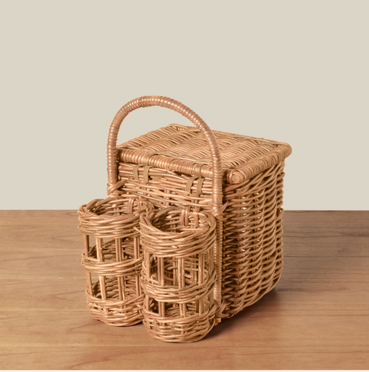 Light Gray Picnic Basket with Bottle Holders 100 Main