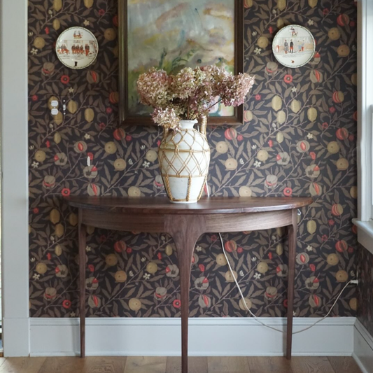 Walnut Demi Lune Side Table Console