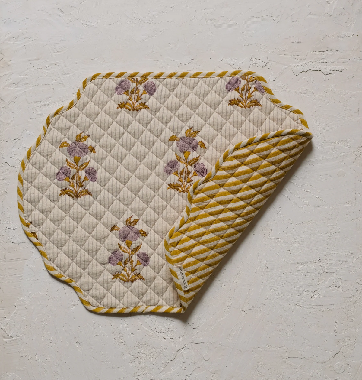 Gray Sanvi Handblock Printed Placemat - Set of 2 Soil to Studio