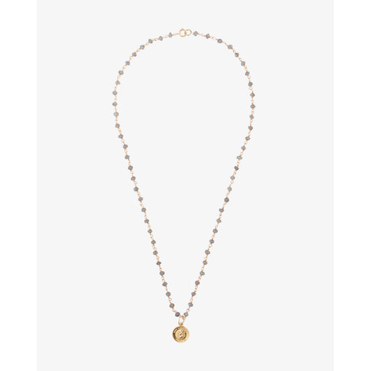 Hand Wire Wrapped Beaded Necklace with Small St. Christopher Charm