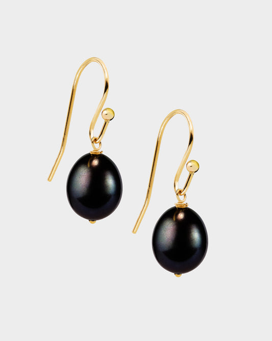 Grey Peacock Pearl Oval Earrings