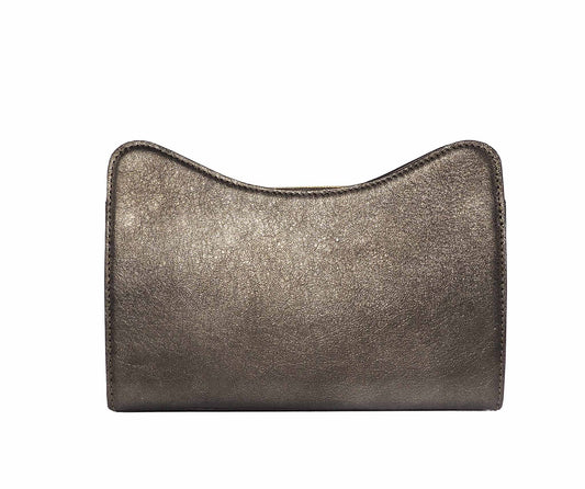 Jeffy Clutch in Silver Metallic Snakeskin
