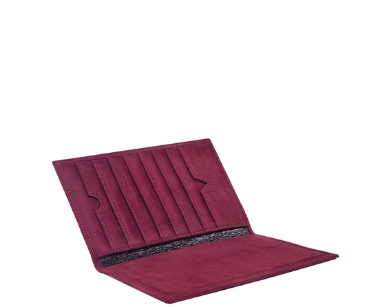 Folded Long Wallet in Burgundy Suede