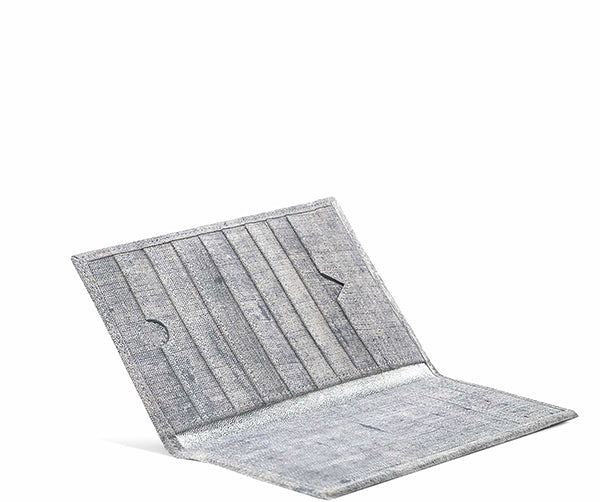 Folded Long Wallet in Washed Denim Suede