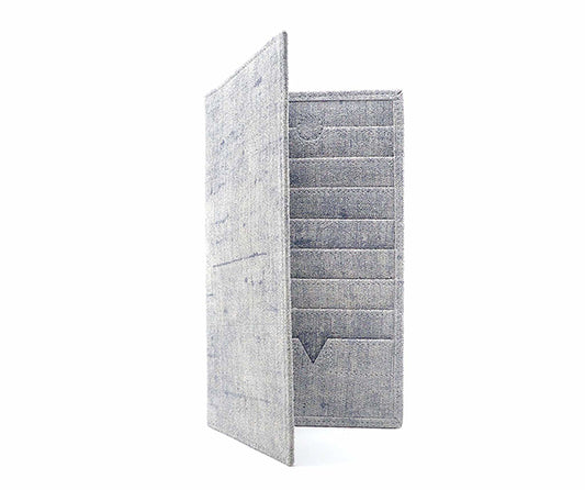 Folded Long Wallet in Washed Denim Suede