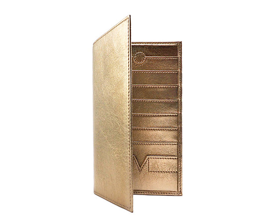 Folded Long Wallet in Gold Pixel Leather
