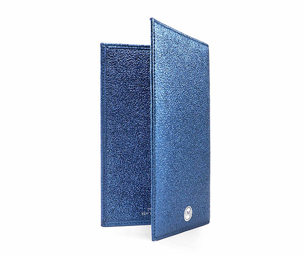 Folded Long Wallet in Ocean Metallic Leather
