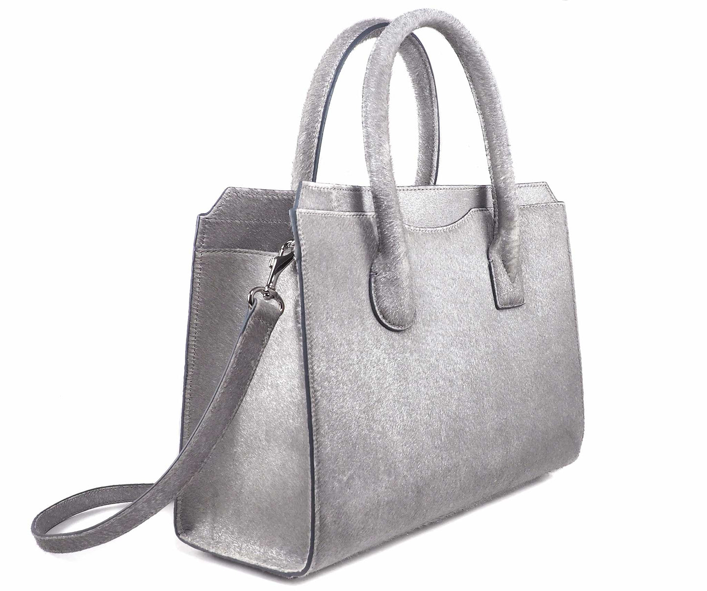 Highline 130 Pony-Hair Handbag in Glimmering Silver White