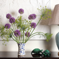 Wide Mouth Carafe Vase 8" Ivory/Blue