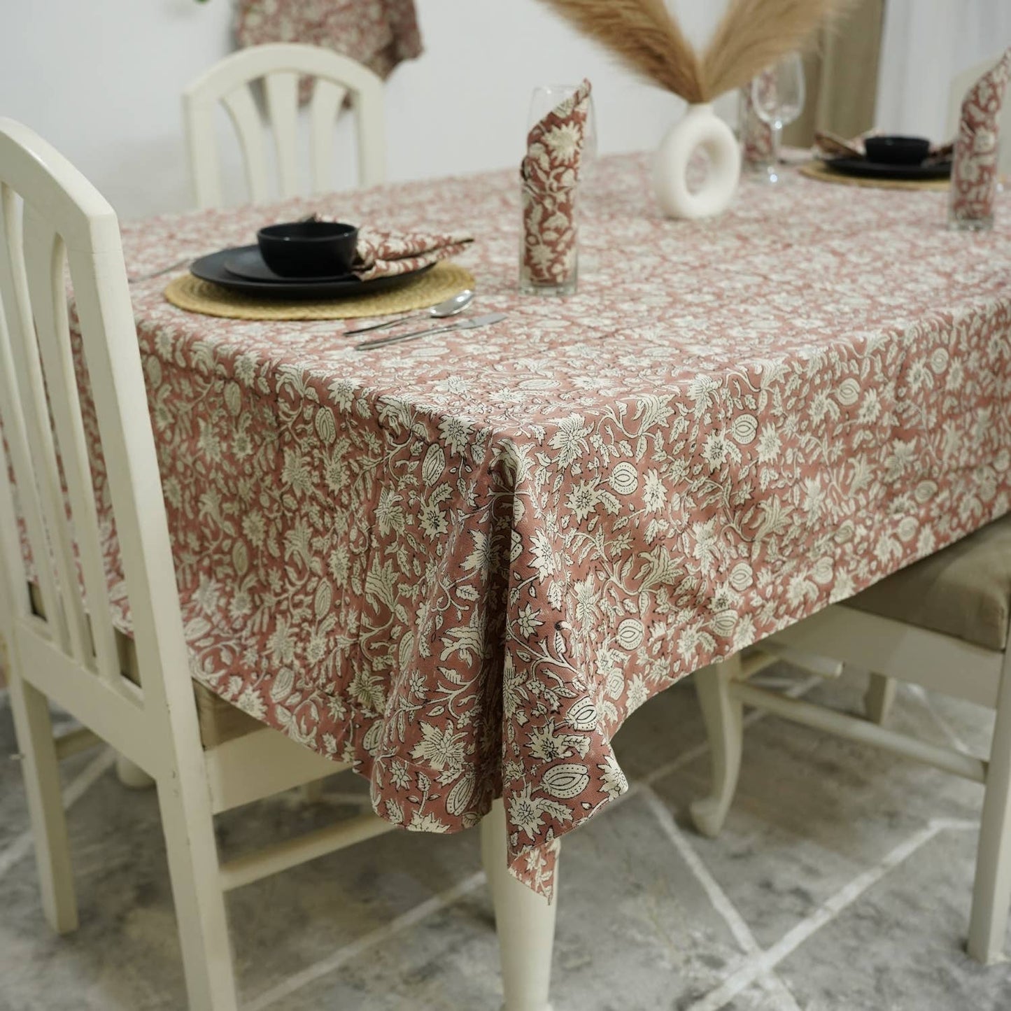 Manikarnika Block Print Tablecloth - 8 Seater
