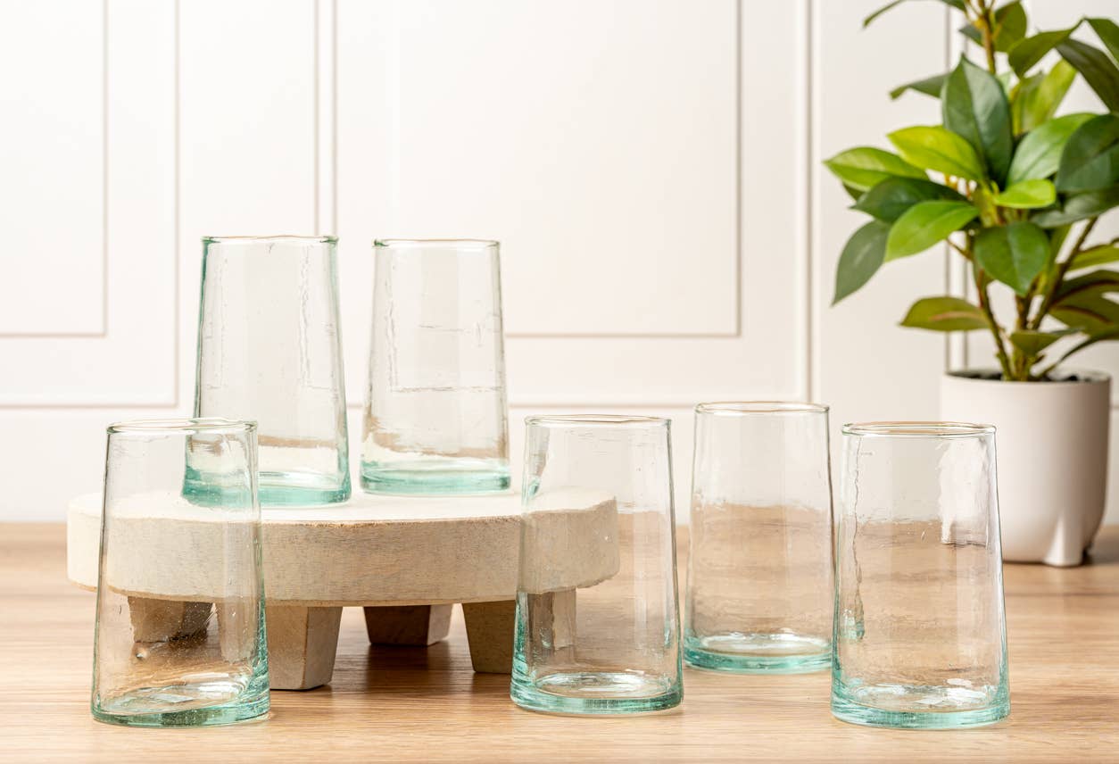White Smoke Moroccan Cone Glassware Large - Clear Verve Culture
