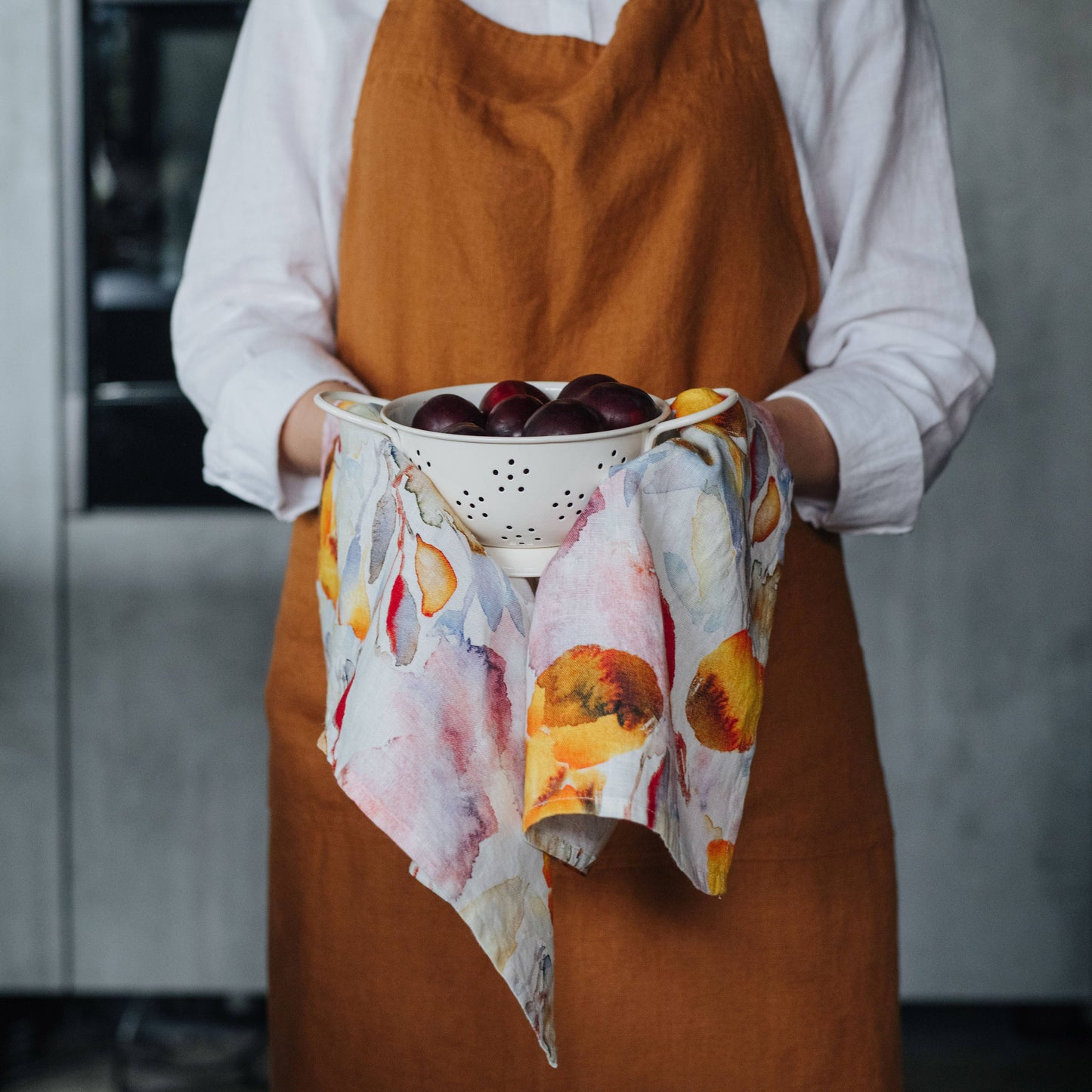 Orange Flow Linen Kitchen Towel