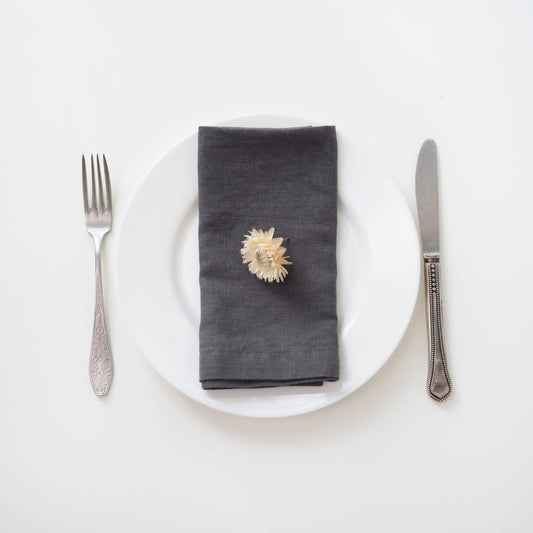 Dark Grey Linen Napkins - Set of 2