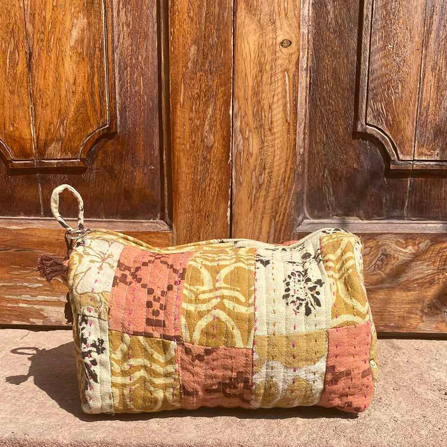 Zero Waste Cotton Large Toiletry Bag Travel Pouch - PATCH