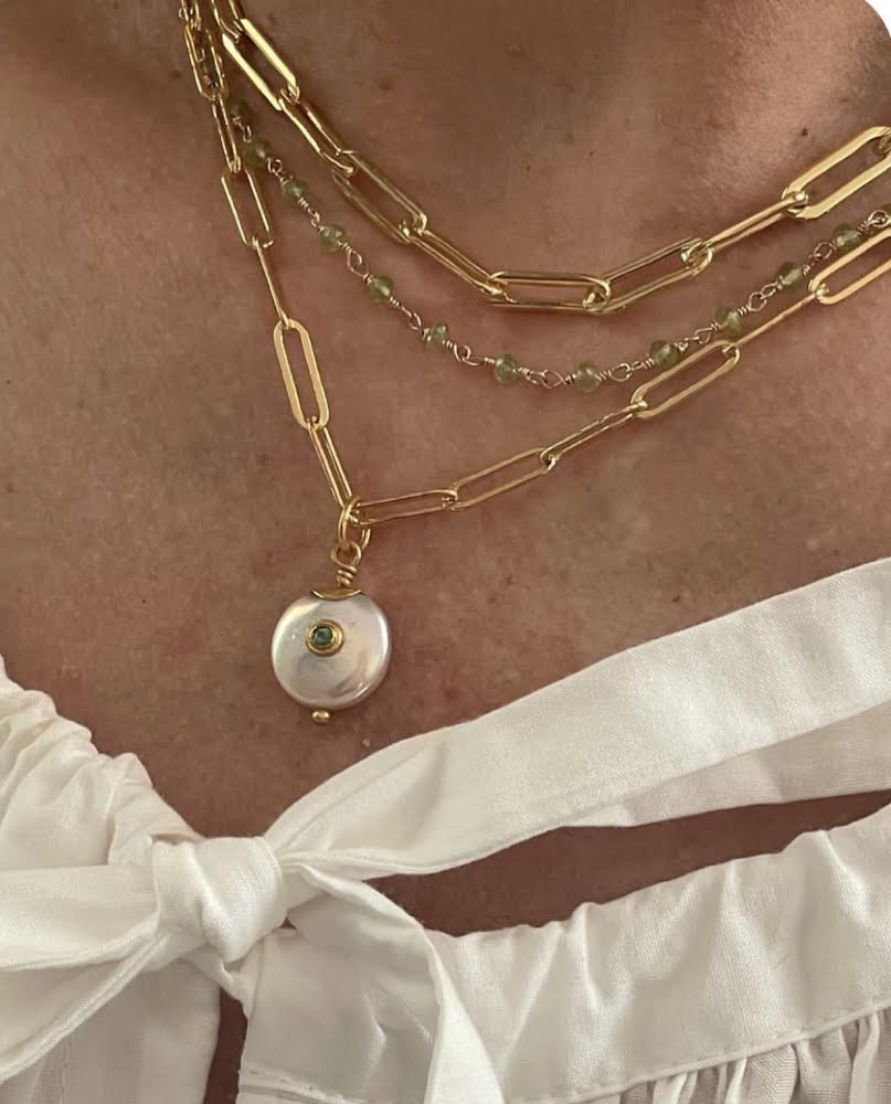 Adelaide Harris Pearl and Emerald pendant