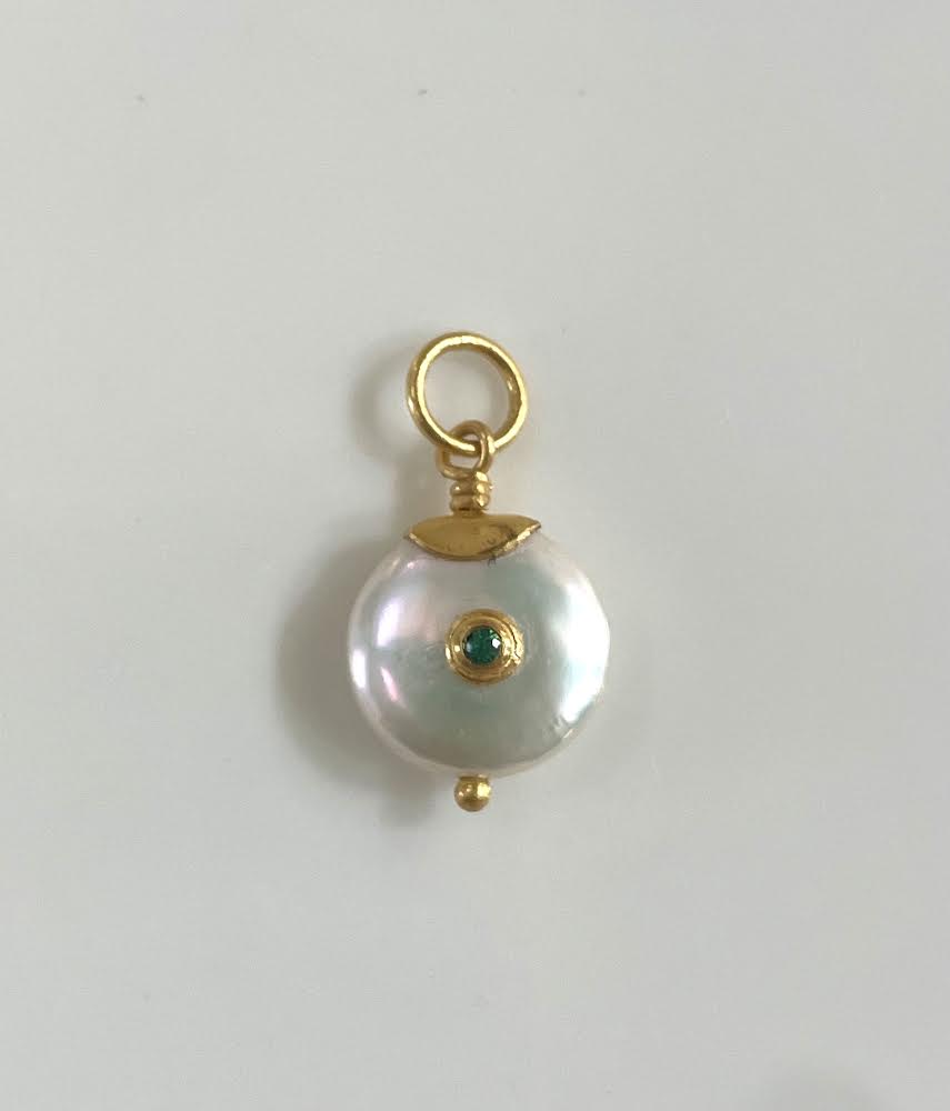 Adelaide Harris Pearl and Emerald pendant