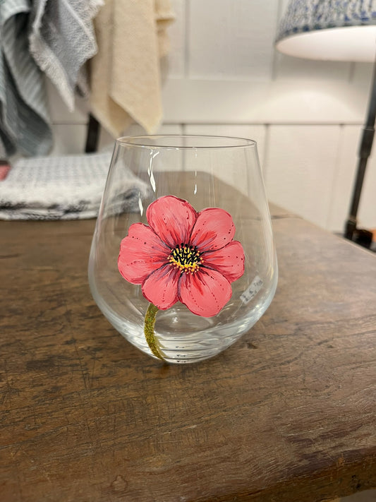 PS - Papineau Etched Glassware - Single Stemless Poppy