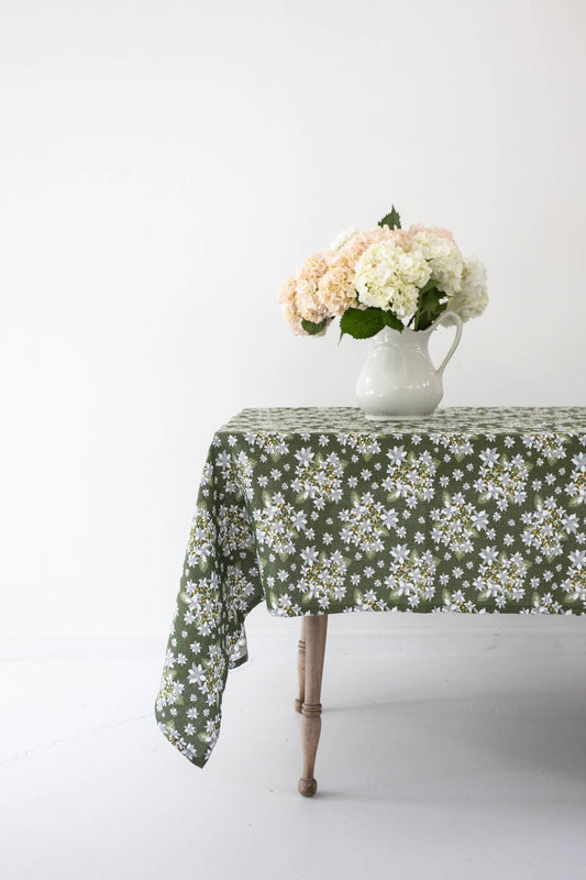 Linen Tablecloth in Summer Hydrangea