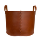 Saddle Brown Leather Wood Basket 100 Main x Bunny Williams