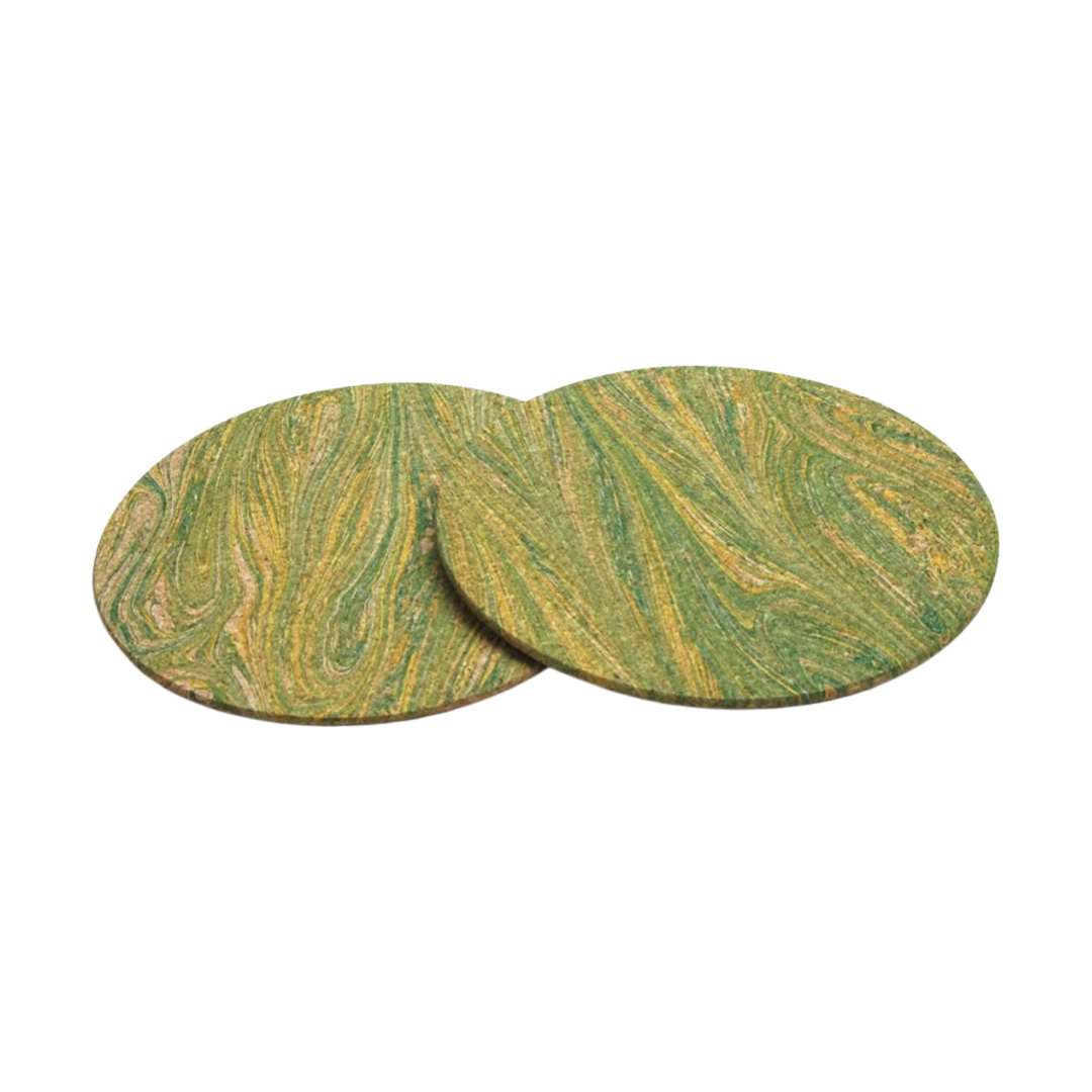 Dark Khaki Marbleized Placemat Green & Yellow Shandell's