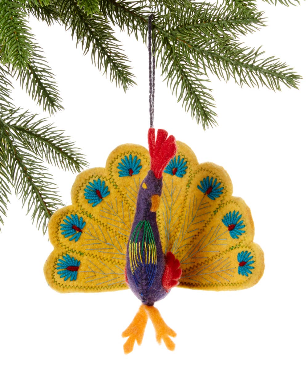 Peacock Ornament: Yellow
