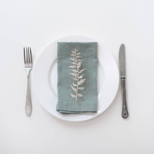 Green Milieu Linen Napkins Set of 2