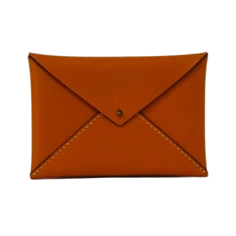 Saddle Brown Envelope Clutch - Orange Leitz Leather