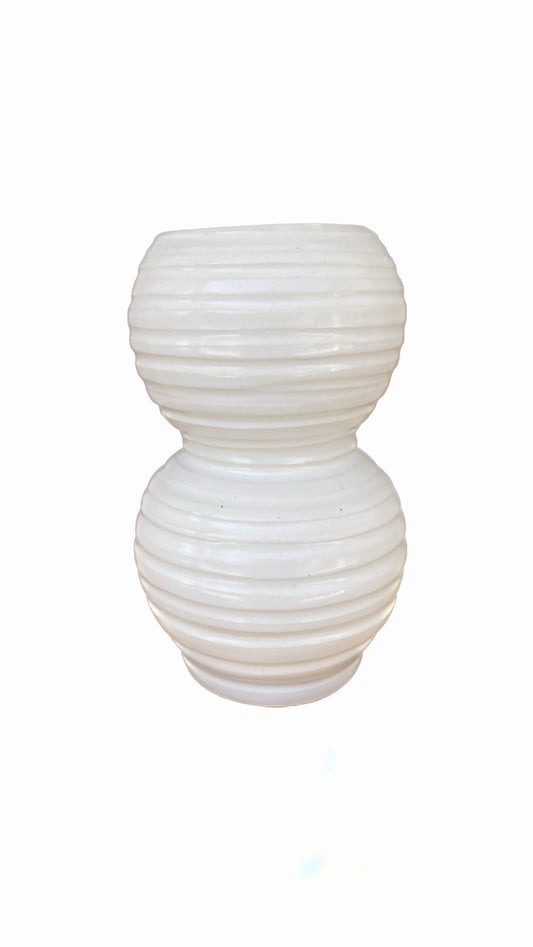 Claude Renaud Double Globe Vase in white