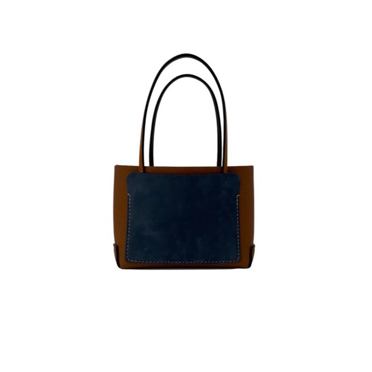 Black Mini Bag in Light Brown Leitz Leather