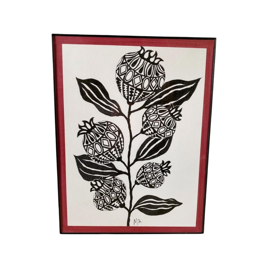 Black "Floral Prints" One Stem on Red Marian McEvoy