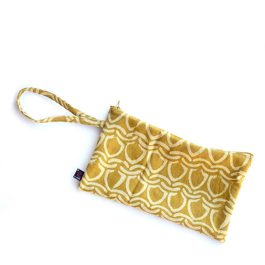 Stocking Stuffers | Block Print Golden Hand Clutch - Jali