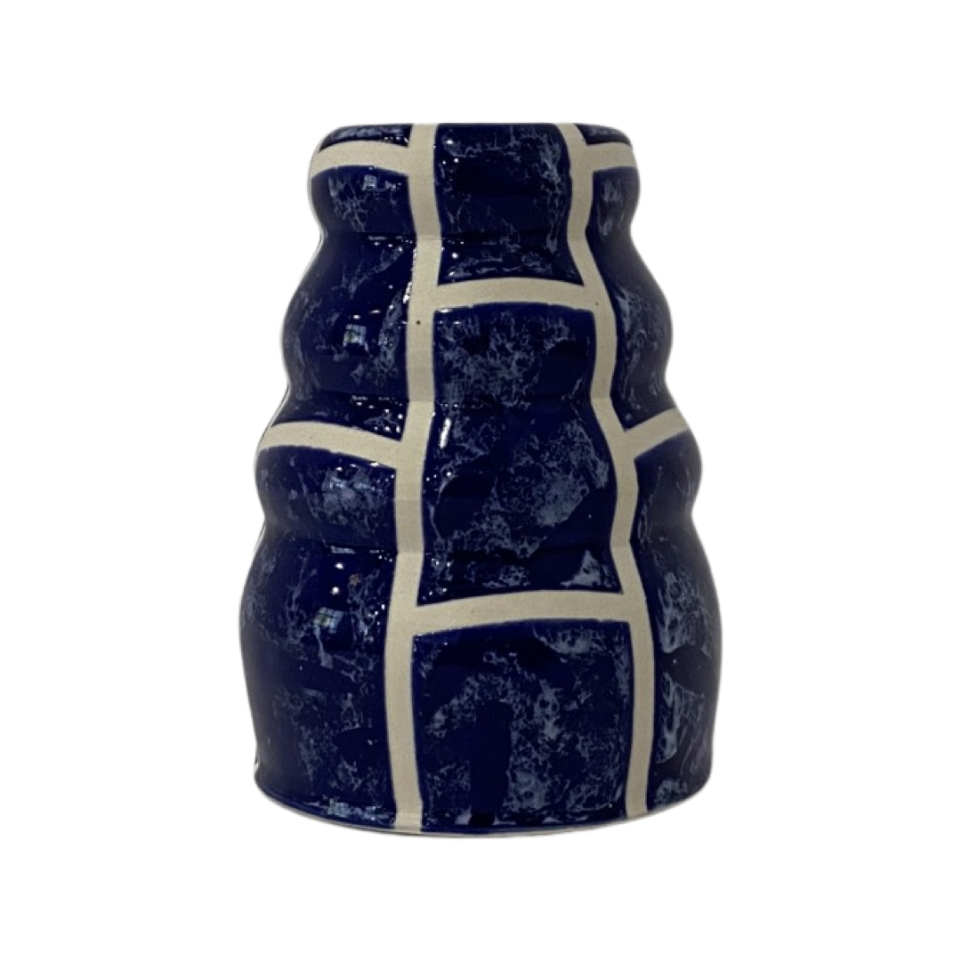 Dark Gray Striped Vase in Cobalt Blue Ben Evans