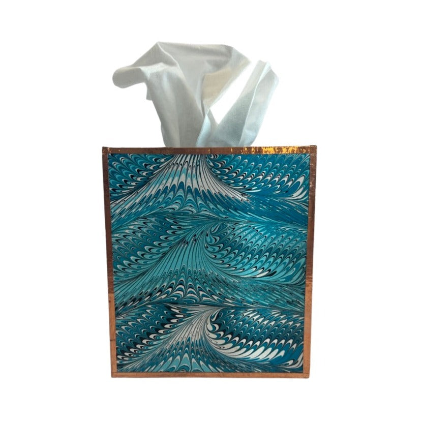 Dark Slate Gray Marbleized Tissue Box - Electric Blue Shandell's