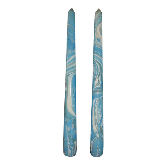 Light Slate Gray Marbleized Tapered Candles - Blue Obsession (Set of 2) CandleArt
