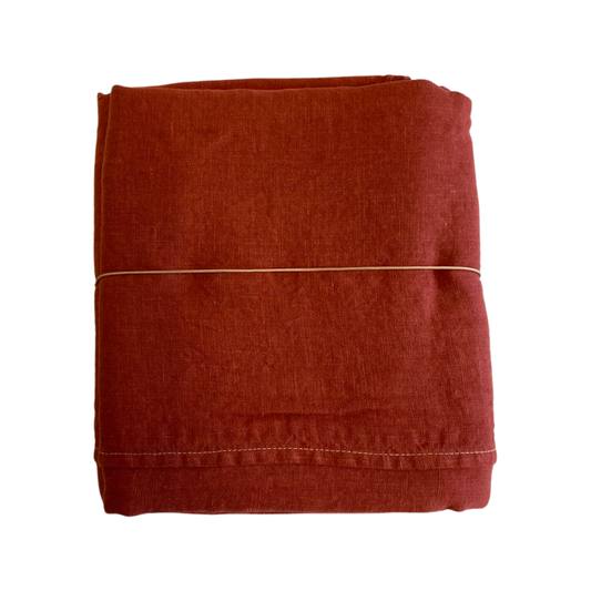 Saddle Brown Linen Tablecloth - English Rose Celina Mancurti