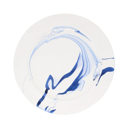 White Smoke Charger Plate - Marble in Delft Blue Christopher Spitzmiller