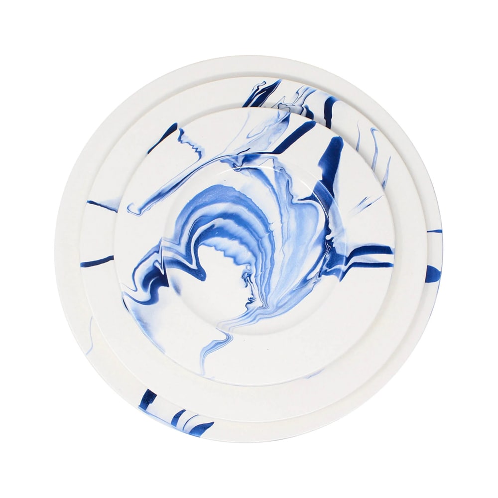 Lavender Dinner Plate - Marble in Delft Blue Christopher Spitzmiller