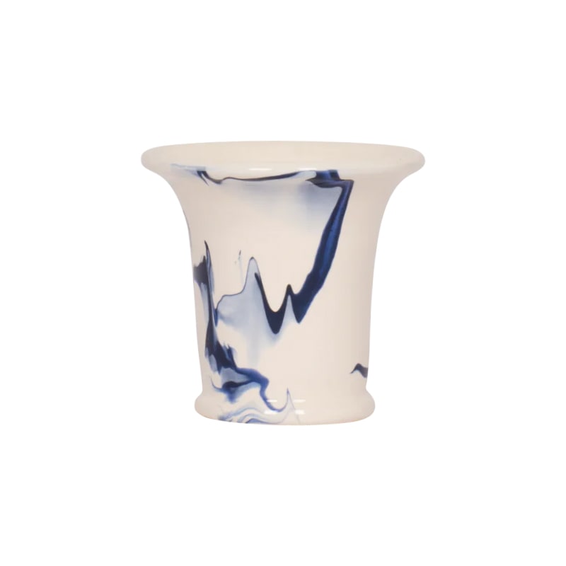Light Gray Small Cachepot - Marble in Delft Blue Christopher Spitzmiller