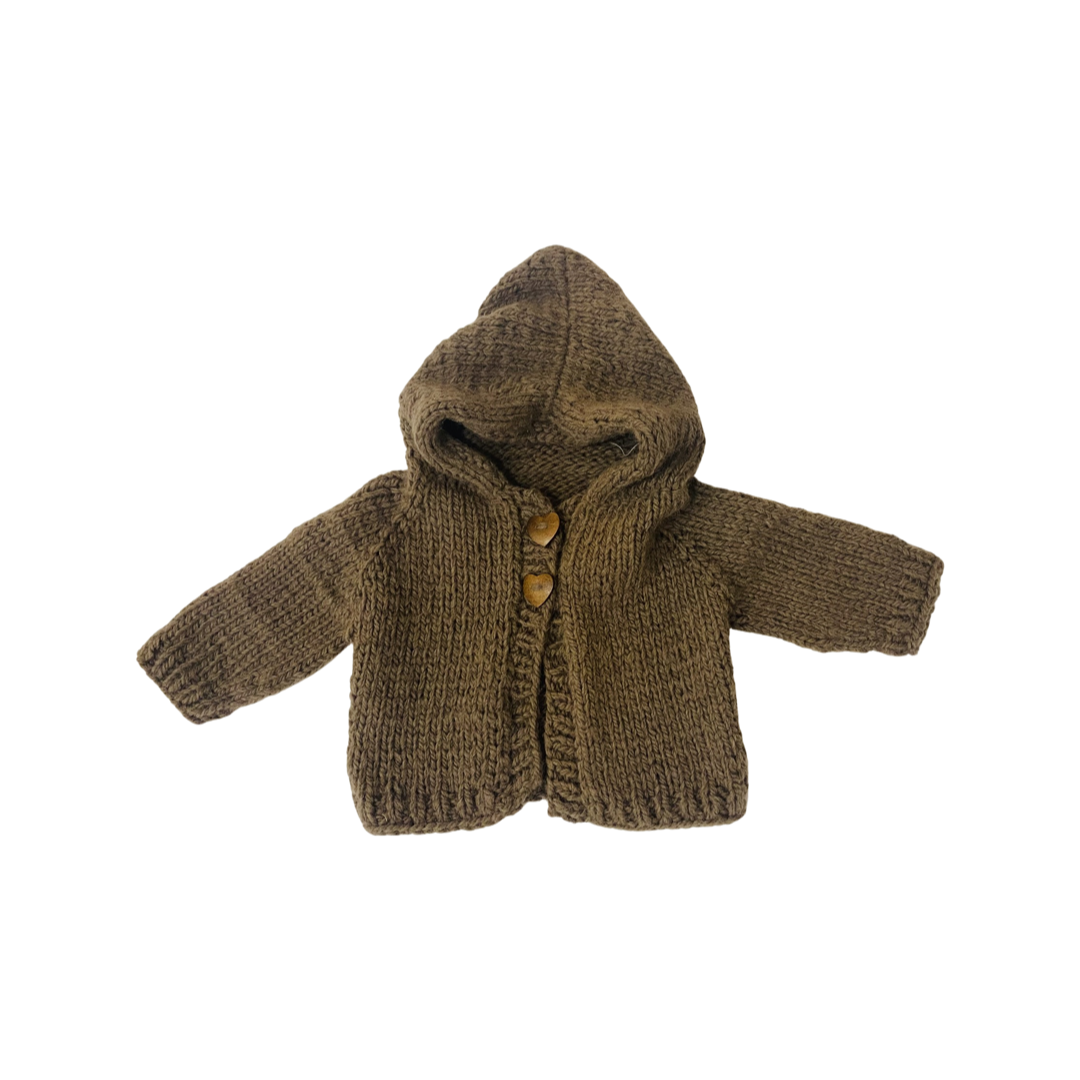 Dark Olive Green Baby Sweater with Hood Diane Ingersoll