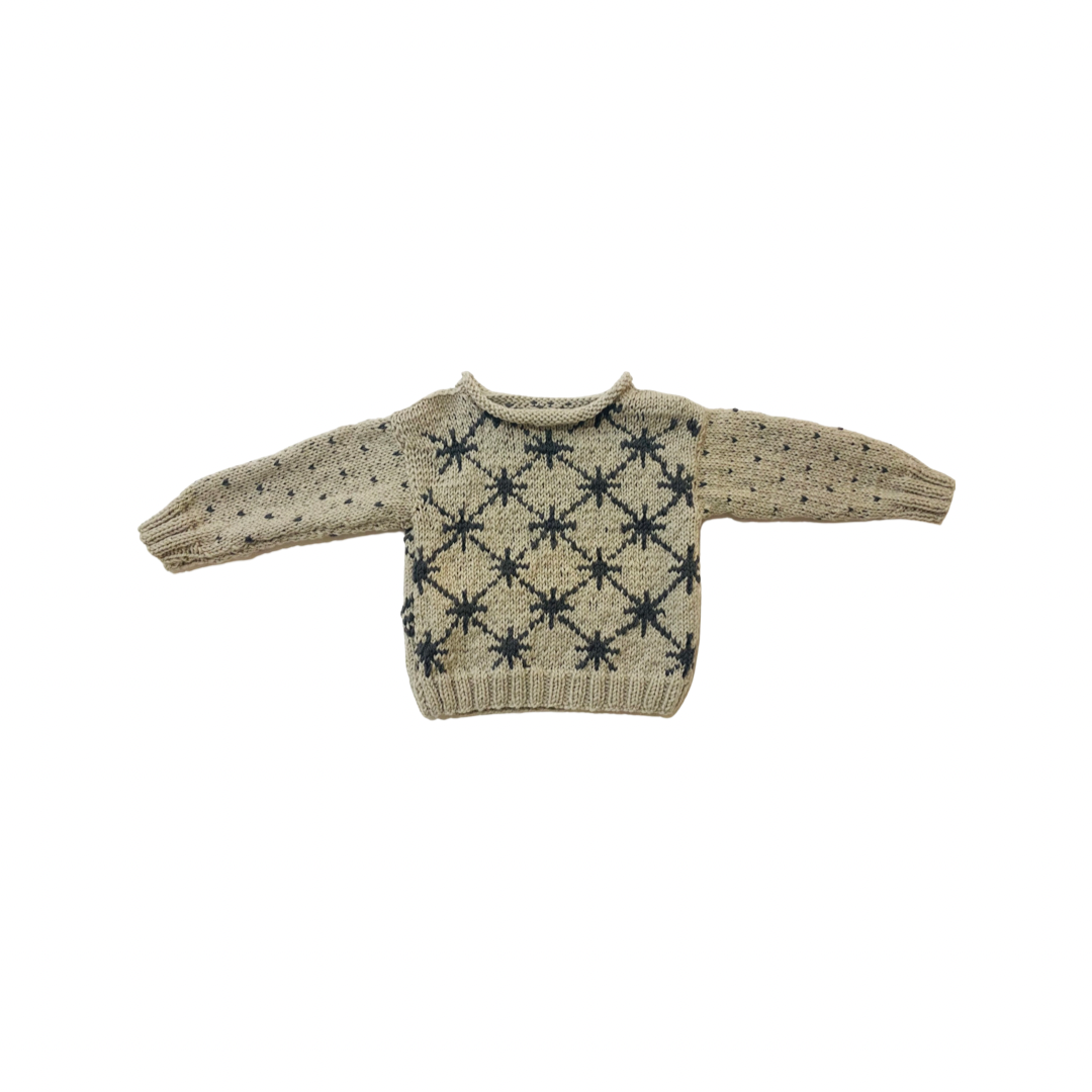 Rosy Brown Children's Sweater - Grey Snowflake with Heart Sleeves Diane Ingersoll