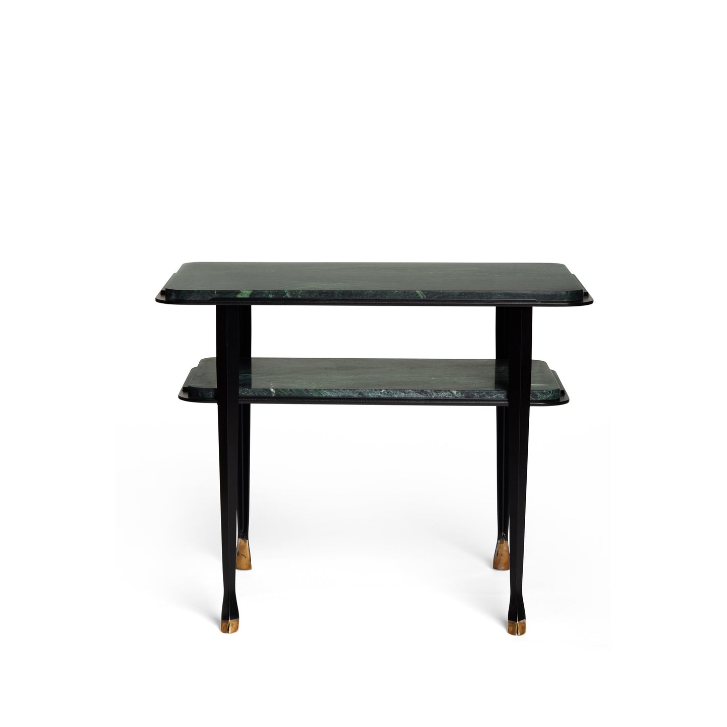 Dark Slate Gray Two Tier Green Marble Table with Brass Feet Joseph Stannard