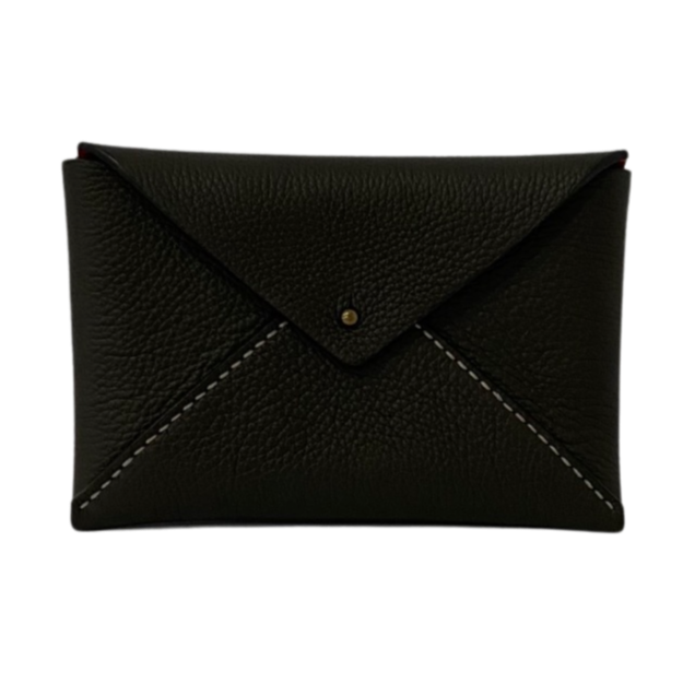 Black Envelope Clutch - Black Leitz Leather