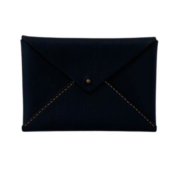 Black Envelope Clutch - Navy Leitz Leather