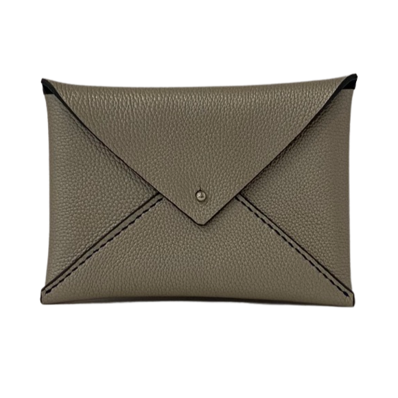Dim Gray Envelope Clutch - Silver Leitz Leather