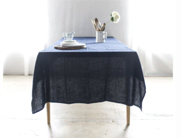 Dark Slate Gray Linen Tablecloth - Navy Blue Celina Mancurti