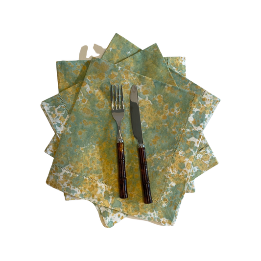 Dim Gray Dinner Napkins - Green & Gold Splatter (Set of 4) Shandell's