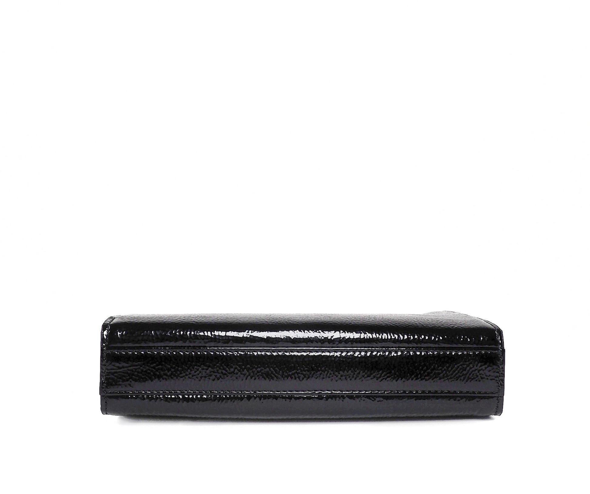 OM NYC Jeffy Clutch in Black Crinkle Patent Leather – 100 Main